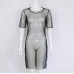 Womens Sequins Mesh Dress NDGDA Sexy Crystal Dress Bikini Cover Up Swimwear Mini Dress Black B07NYNFRFK